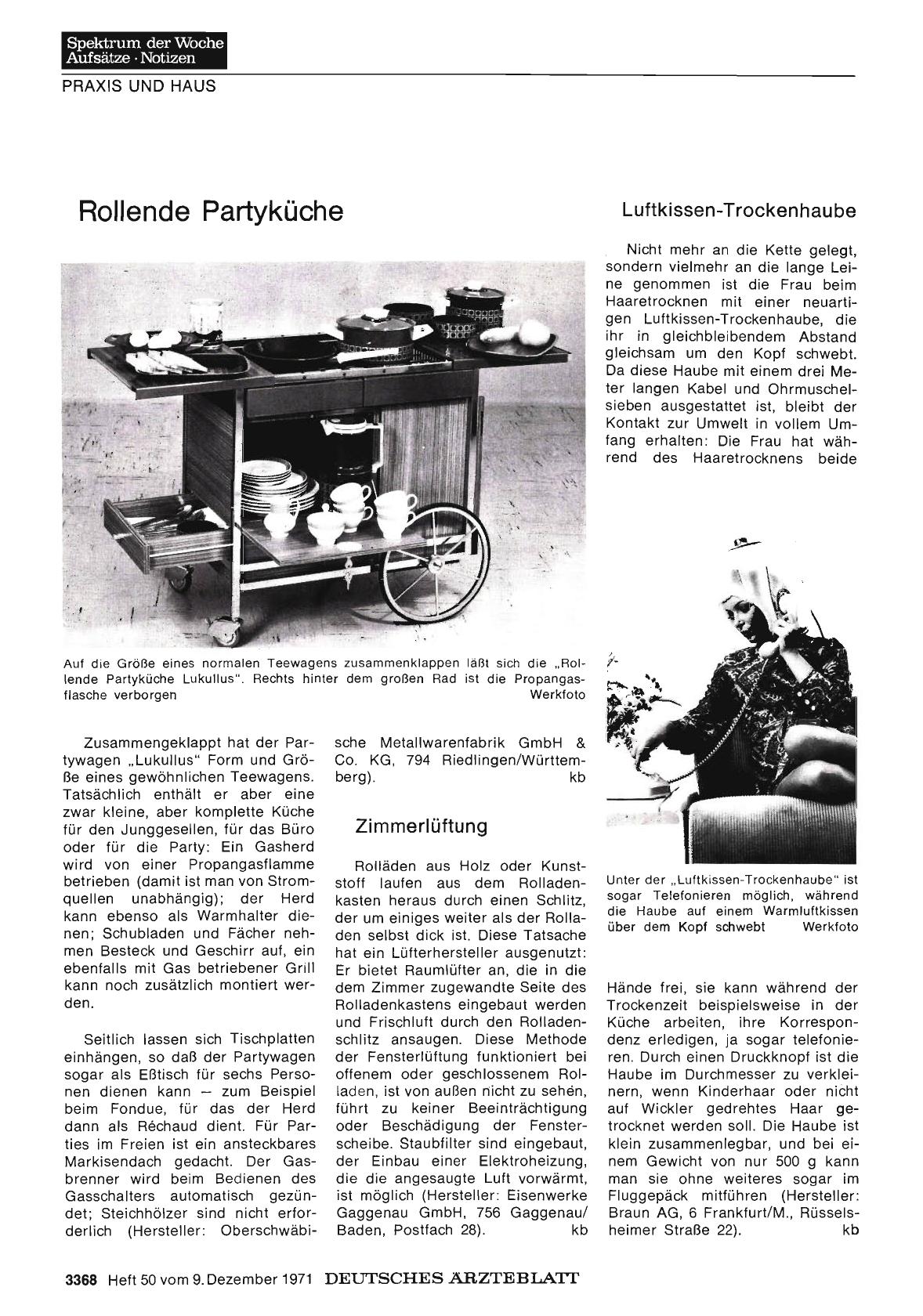 Vorschauseite 1: Rollende Partyküche / Zimmerlüftung / Luftkissen-Trockenhaube