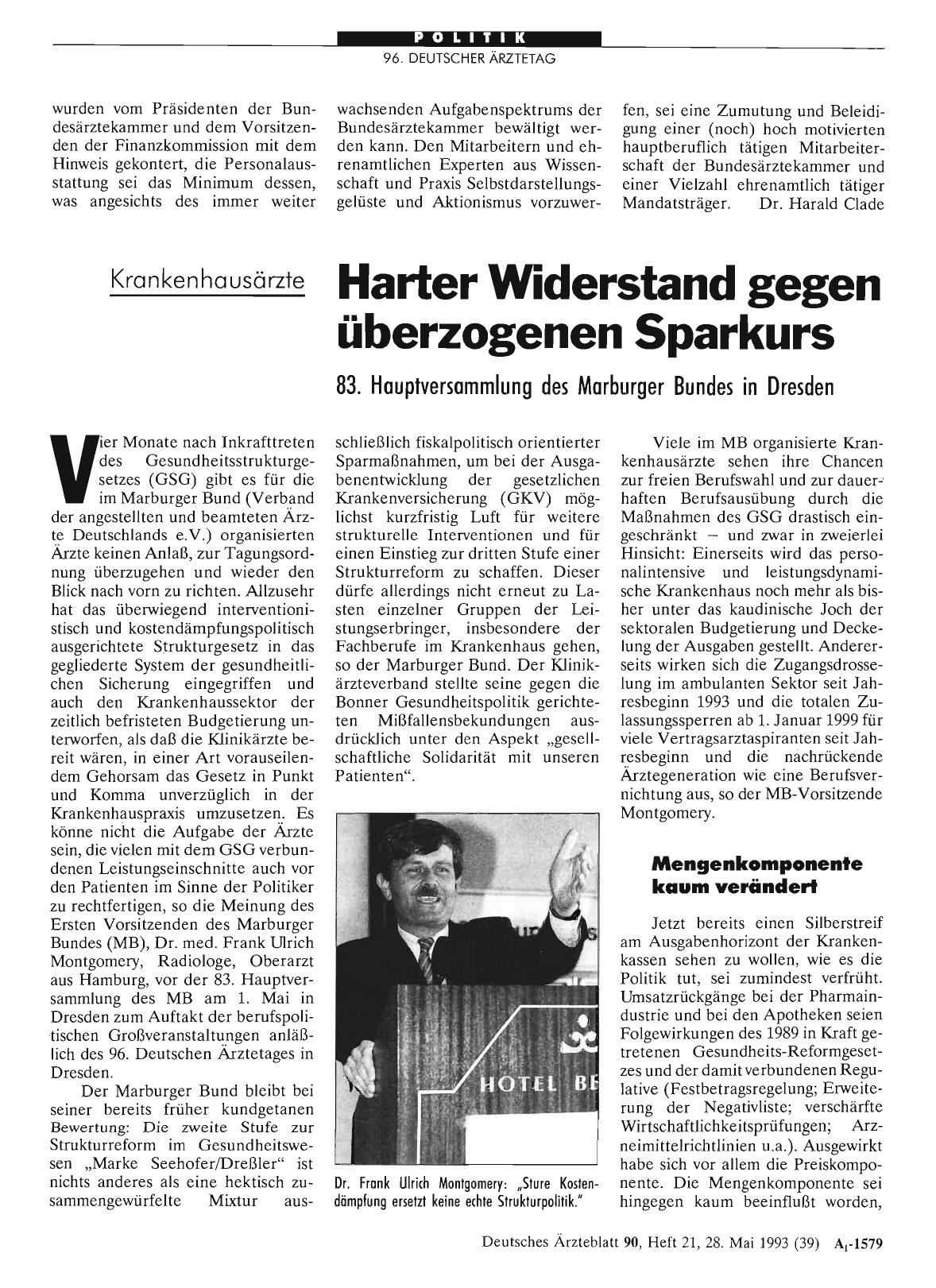 Vorschauseite 1: Krankenhausärzte: Harter Widerstand gegen überzogenen Sparkurs