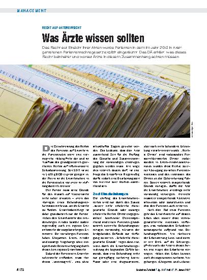 Vorschauseite 1: Recht auf Akteneinsicht: Was Ärzte wissen sollten