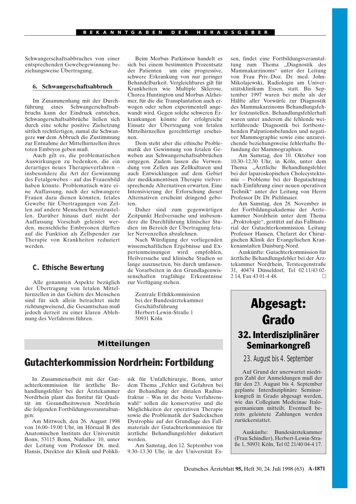 Vorschauseite 1: Abgesagt: Grado