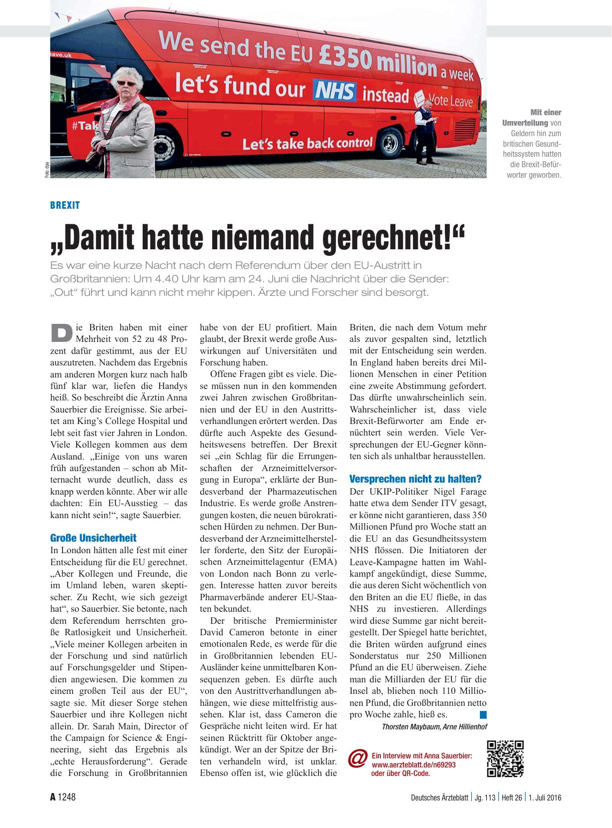 Vorschauseite 1: Brexit: „Damit hatte niemand gerechnet!“