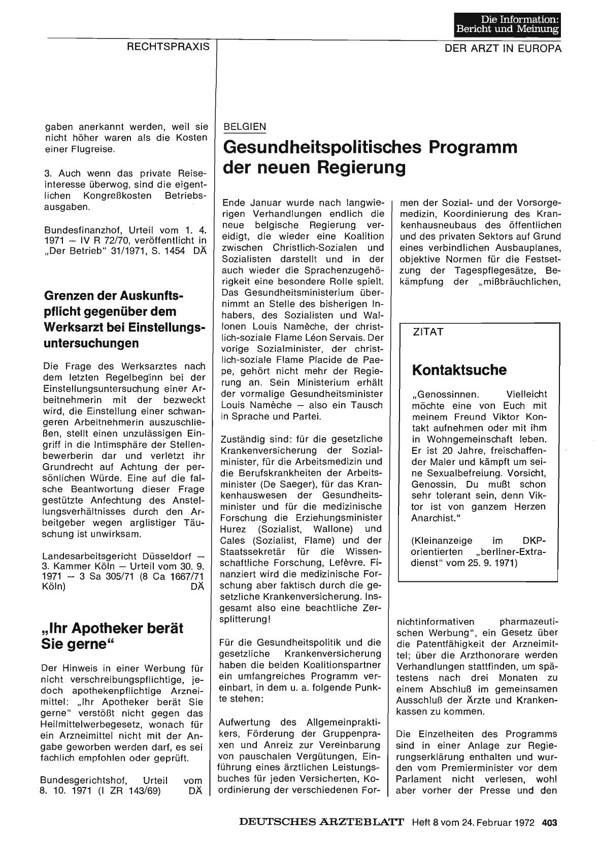 Vorschauseite 1: Grenzen der Auskunftspflicht gegenüber dem Werksarzt bei Einstellungsuntersuchungen