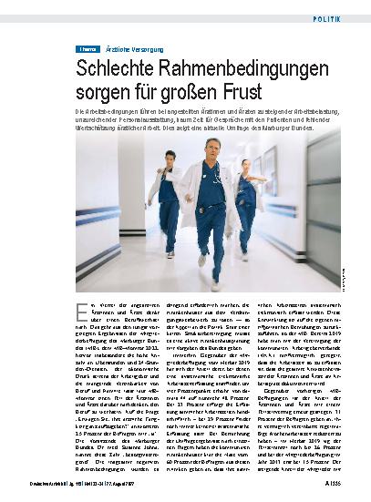 Vorschauseite 1: Ärztliche Versorgung: Schlechte Rahmenbedingungen sorgen für großen Frust