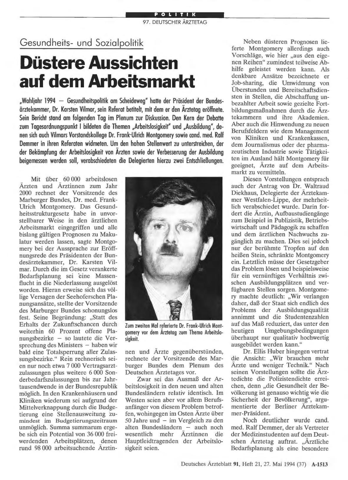 Vorschauseite 1: Gesundheitsund Sozialpolitik Düstere Aussichten auf dem Arbeitsmarkt