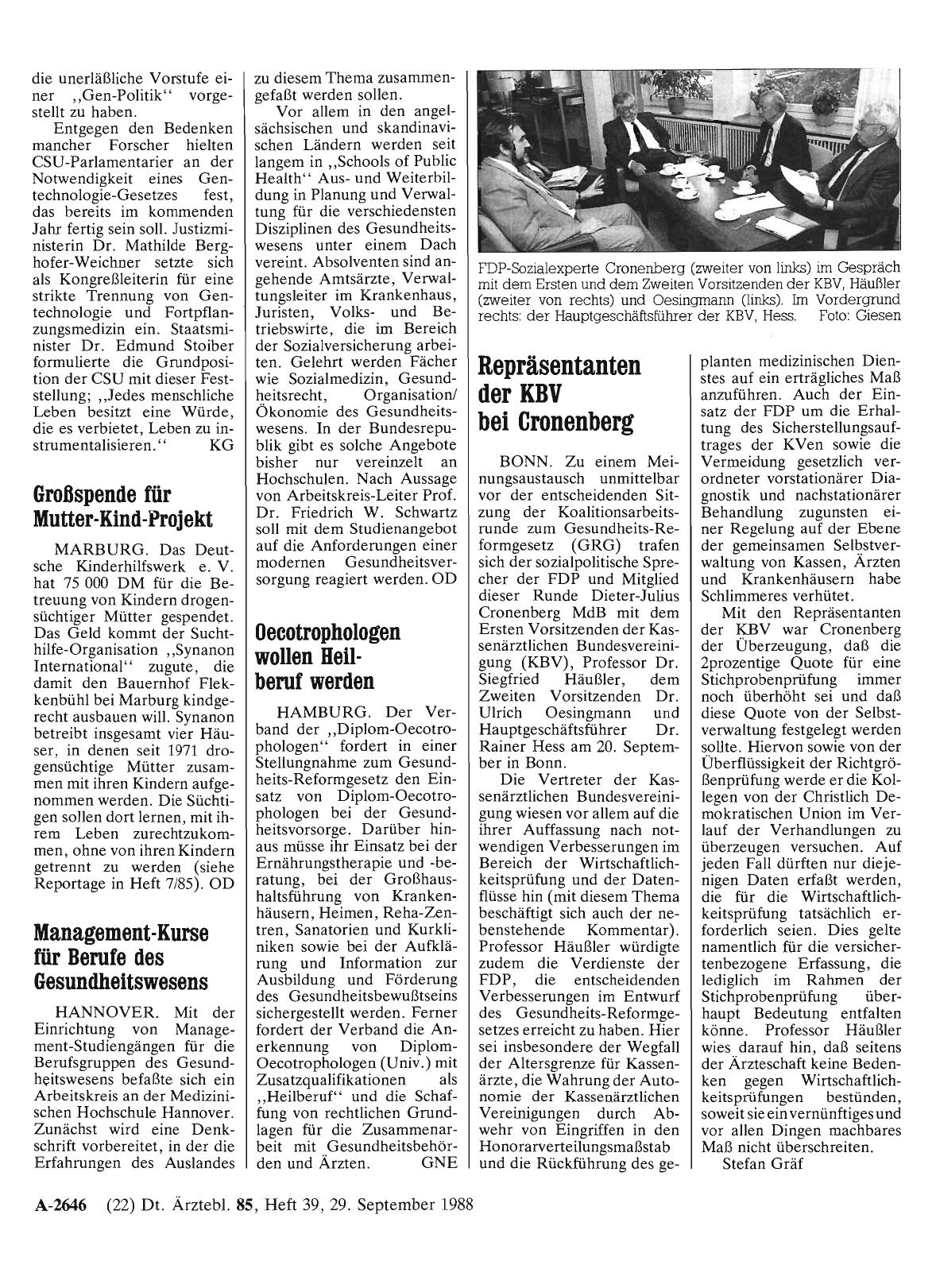 Vorschauseite 1: Repräsentanten der KBV bei Cronenberg