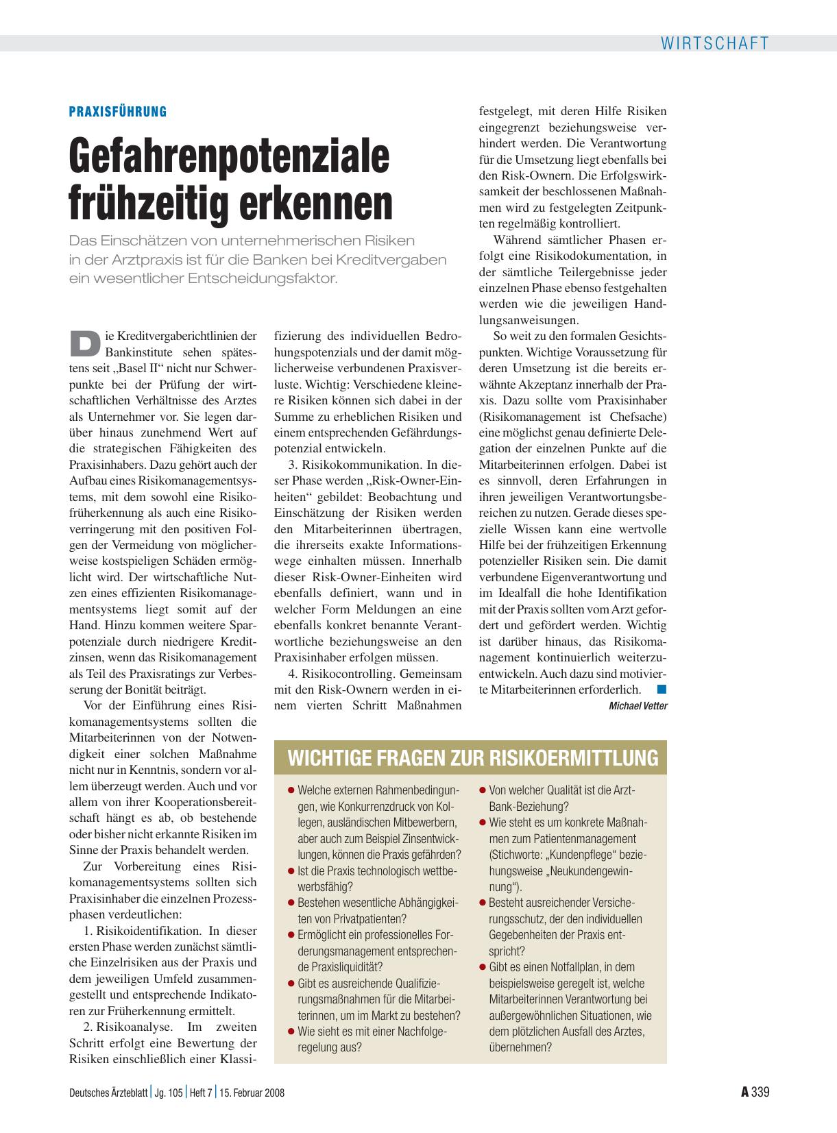 Vorschauseite 1: Praxisführung: Gefahrenpotenziale frühzeitig erkennen