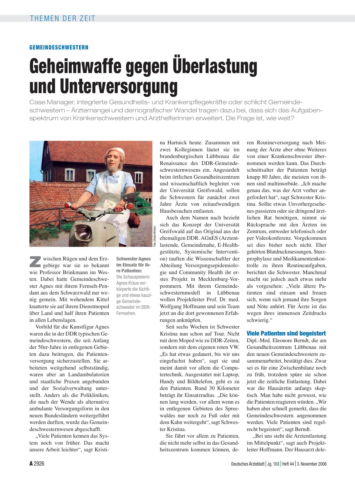 Vorschauseite 1: Gemeindeschwestern: Geheimwaffe gegen Überlastung und Unterversorgung