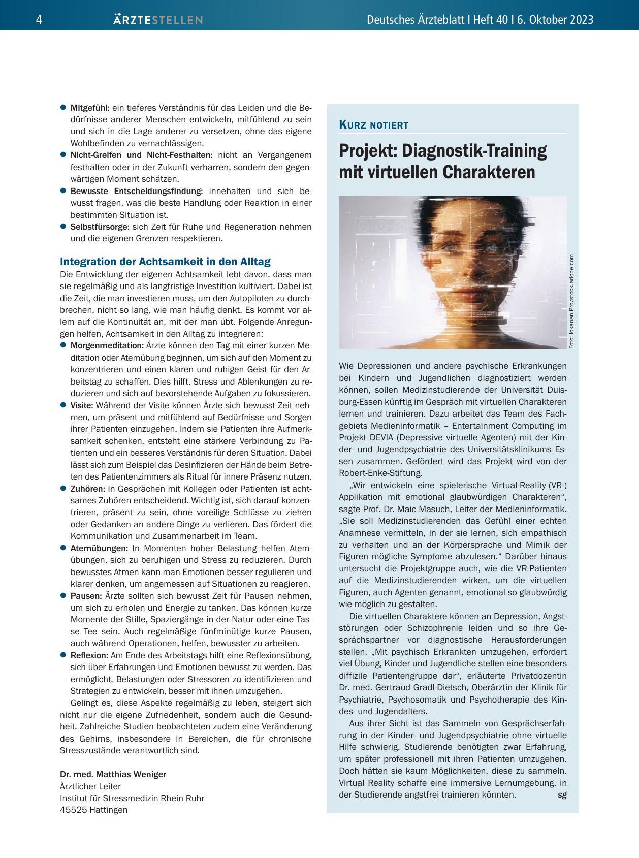 Vorschauseite 1: Projekt: Diagnostik-Training mit virtuellen Charakteren