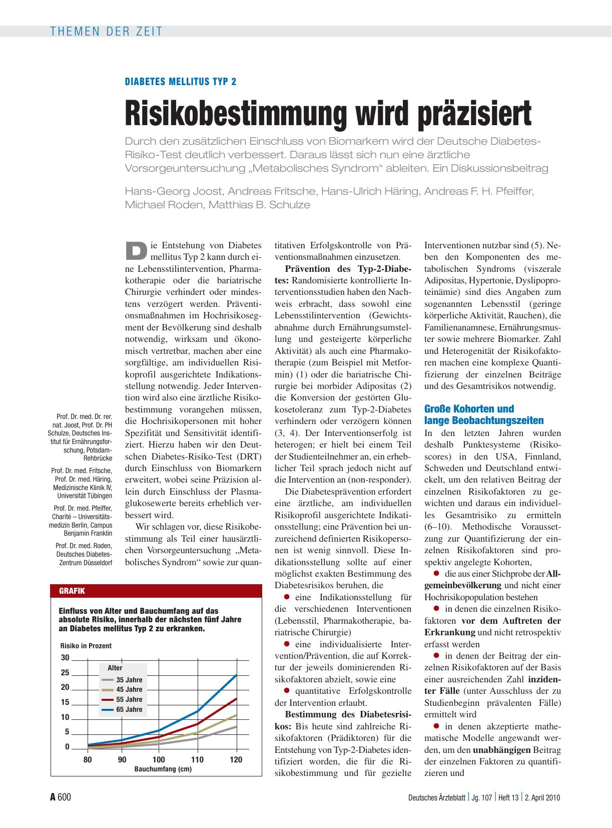 Vorschauseite 1: Diabetes Mellitus Typ 2: Risikobestimmung wird präzisiert