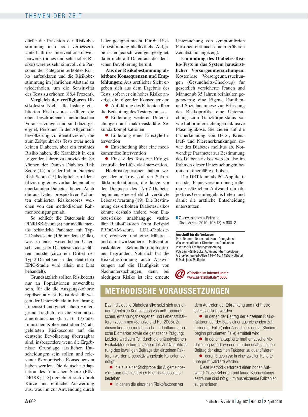 Vorschauseite 3: Diabetes Mellitus Typ 2: Risikobestimmung wird präzisiert