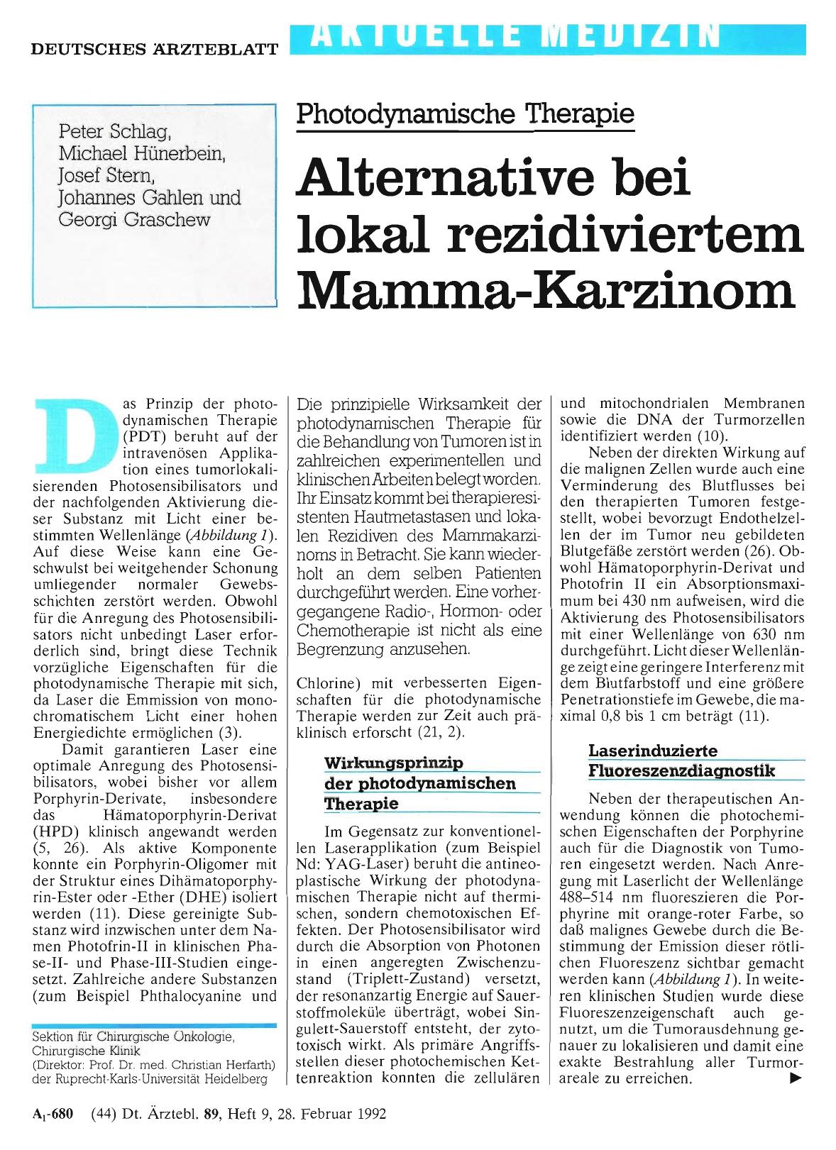 Vorschauseite 1: Photodynamische Therapie: Alternative bei lokal rezidiviertem Mamma-Karzinom