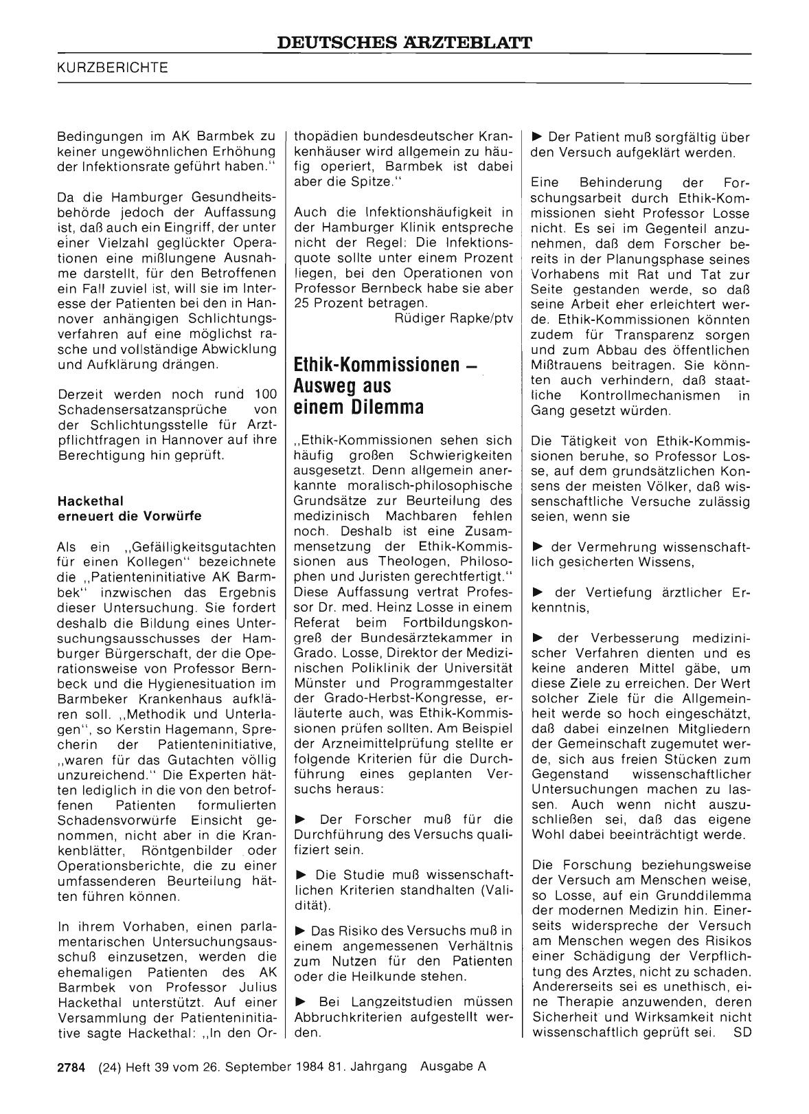 Vorschauseite 1: Ethik-Kommissionen - Ausweg aus einem Dilemma