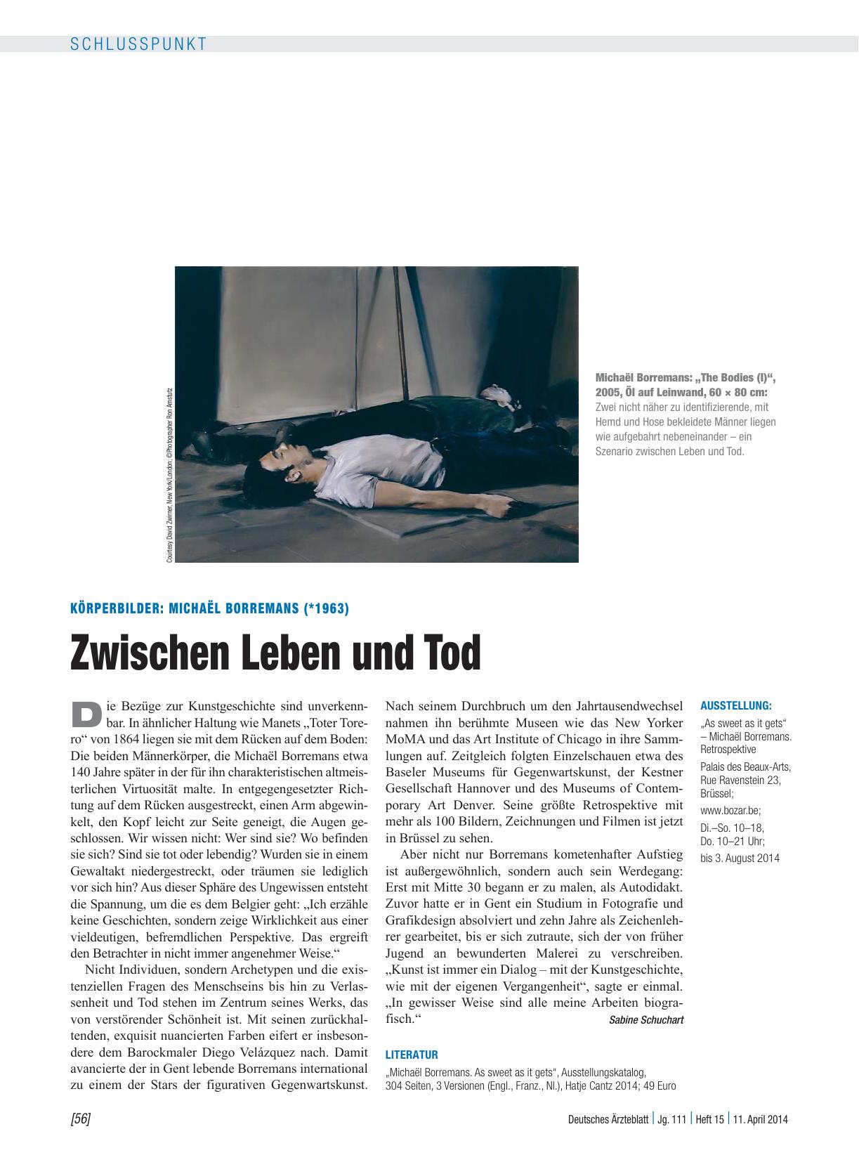 Vorschauseite 1: Körperbilder: Michaël Borremans (*1963) – Zwischen Leben und Tod