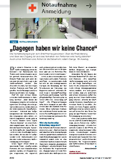 Vorschauseite 1: Notfallversorgung: „Dagegen haben wir keine Chance“