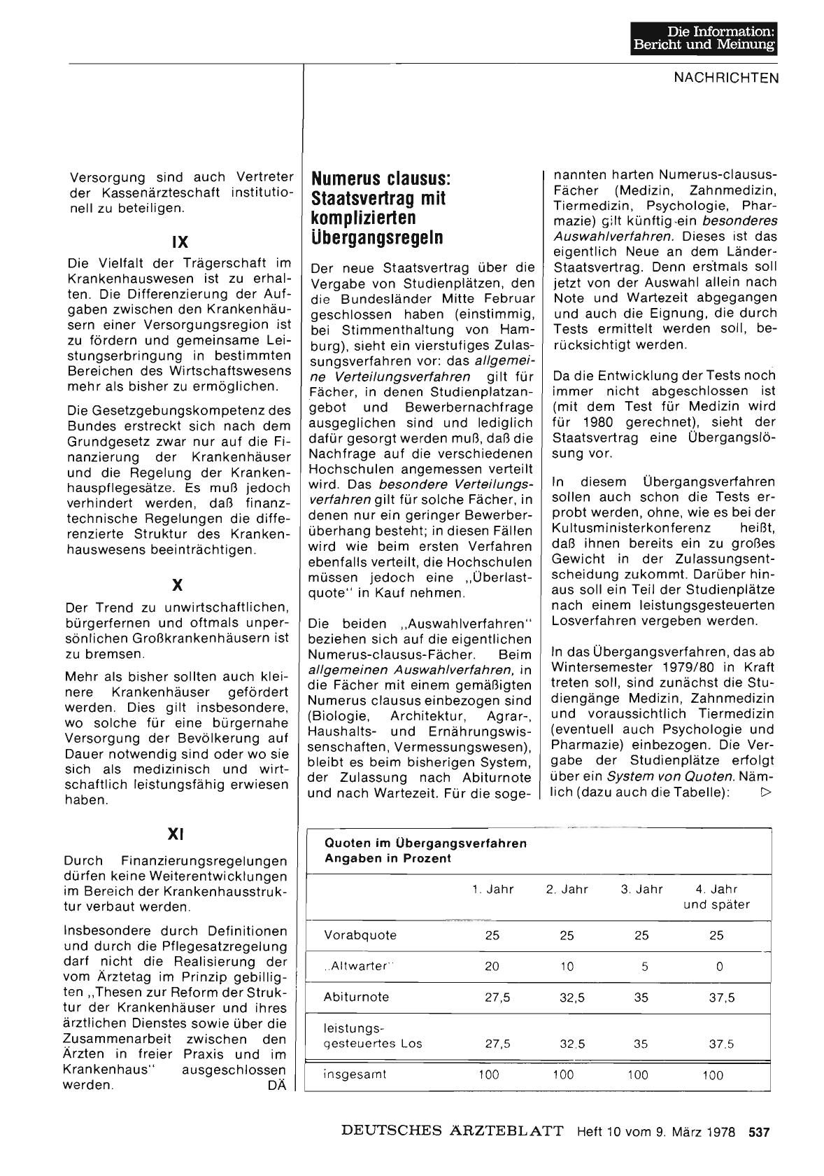 Vorschauseite 1: Numerus clausus: Staatsvertrag mit komplizierten Übergangsregeln