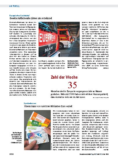 Vorschauseite 1: Europäischer Gerichtshof: Bereitschaftsdienste zählen als Arbeitszeit