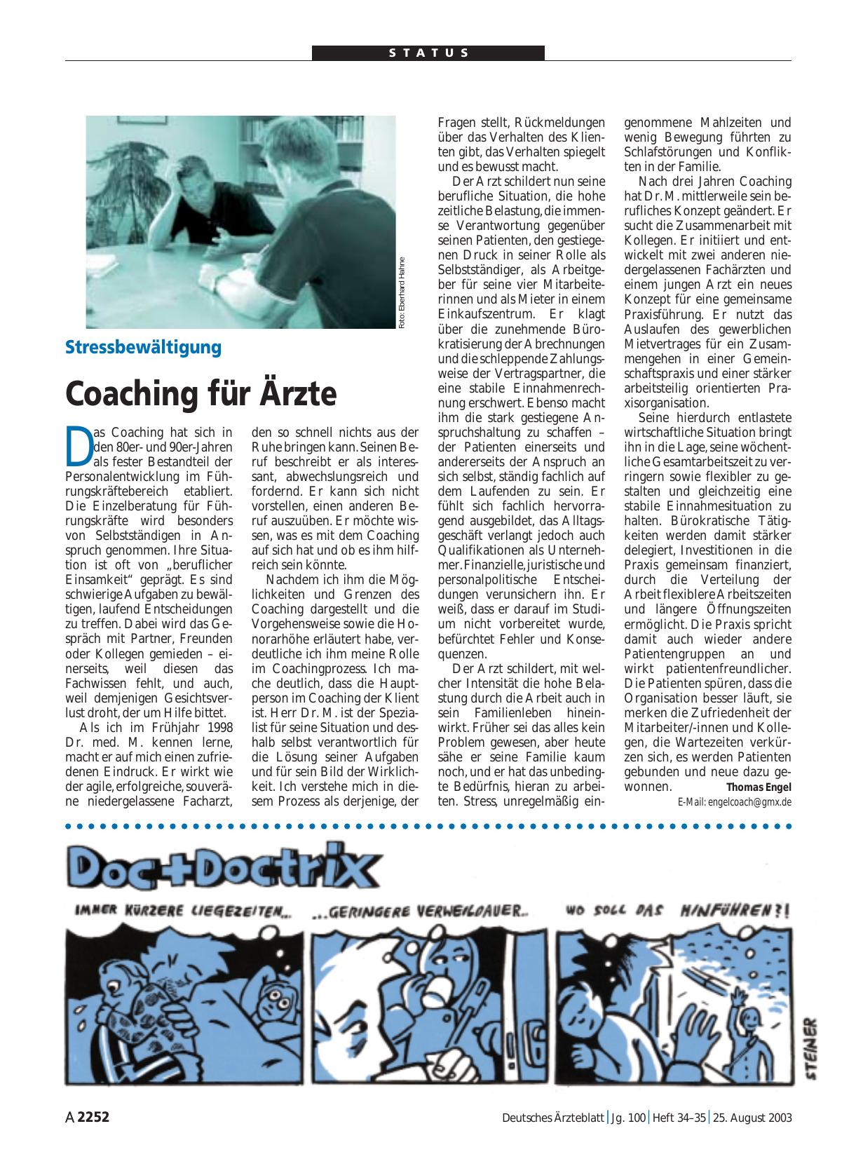 Vorschauseite 1: Stressbewältigung: Coaching für Ärzte