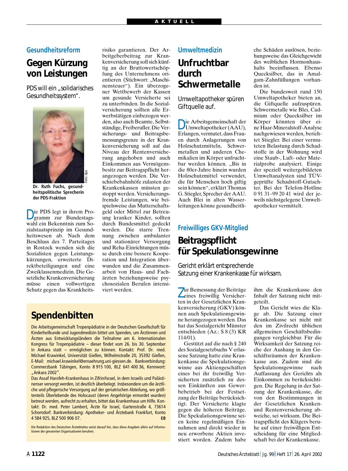 Vorschauseite 1: Gesundheitsreform: Gegen Kürzung von Leistungen