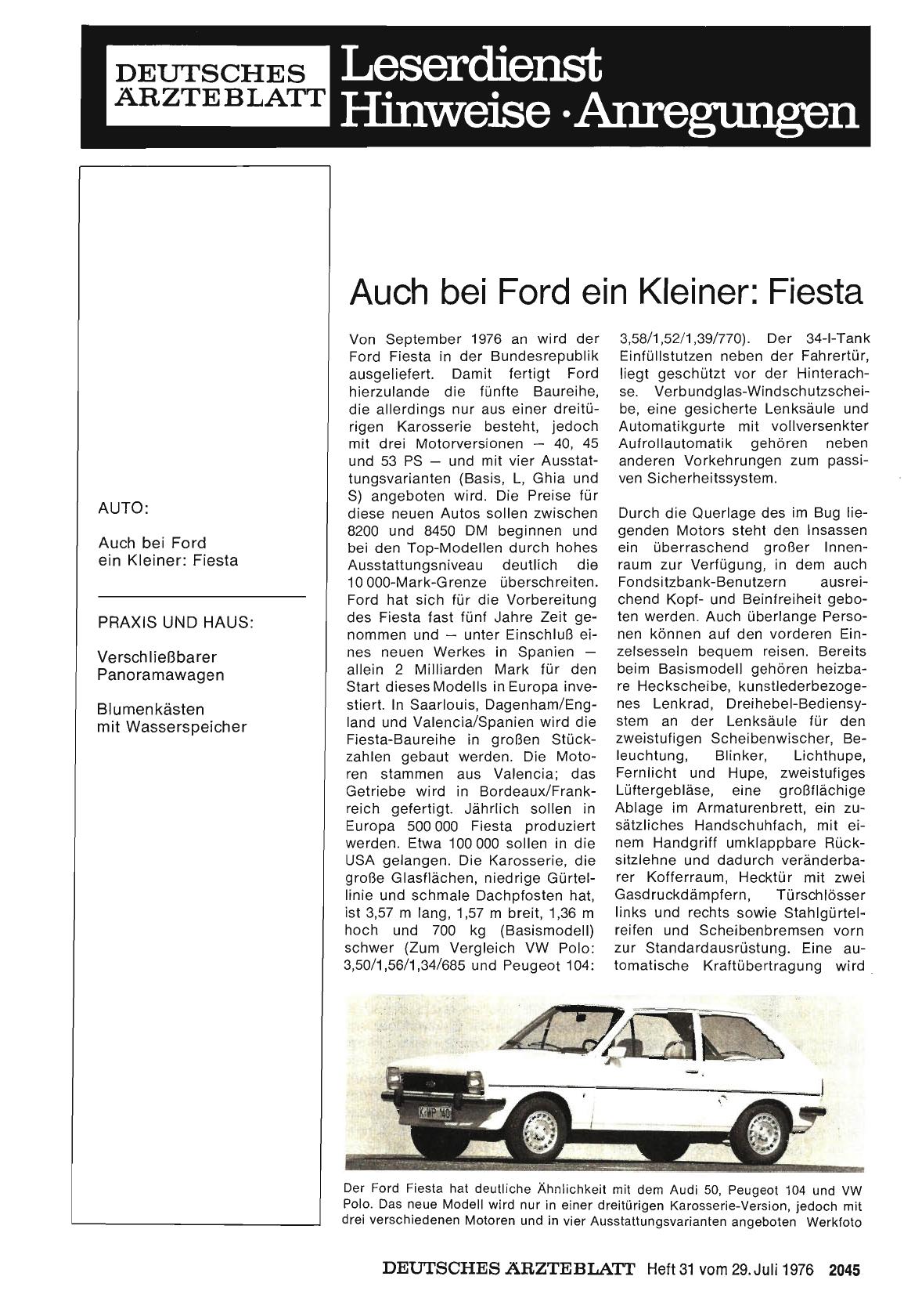 Vorschauseite 1: Auch bei Ford ein Kleiner: Fiesta