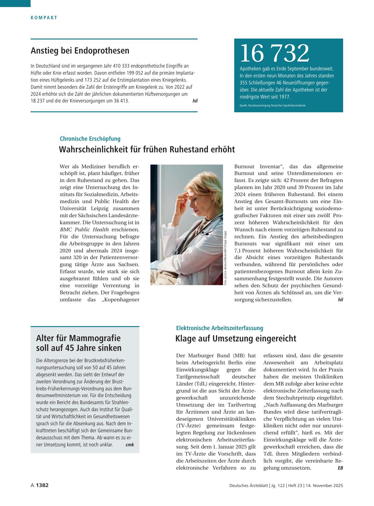 Vorschauseite 1: Anstieg bei Endoprothesen