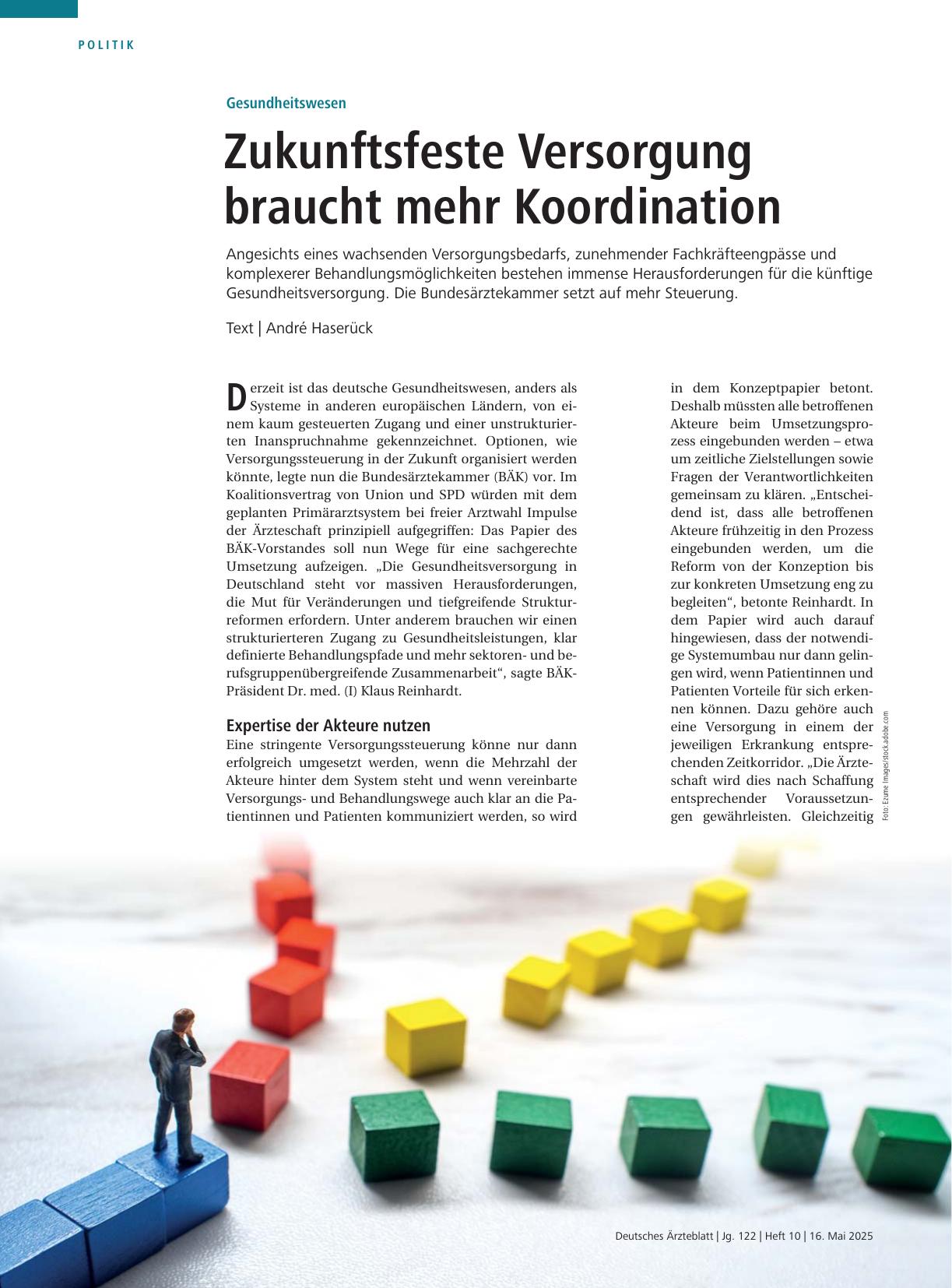 Vorschauseite 1: Gesundheitswesen: Zukunftsfeste Versorgung braucht mehr Koordination