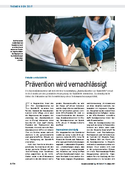Vorschauseite 1: Debatte um Suizidhilfe: Prävention wird vernachlässigt