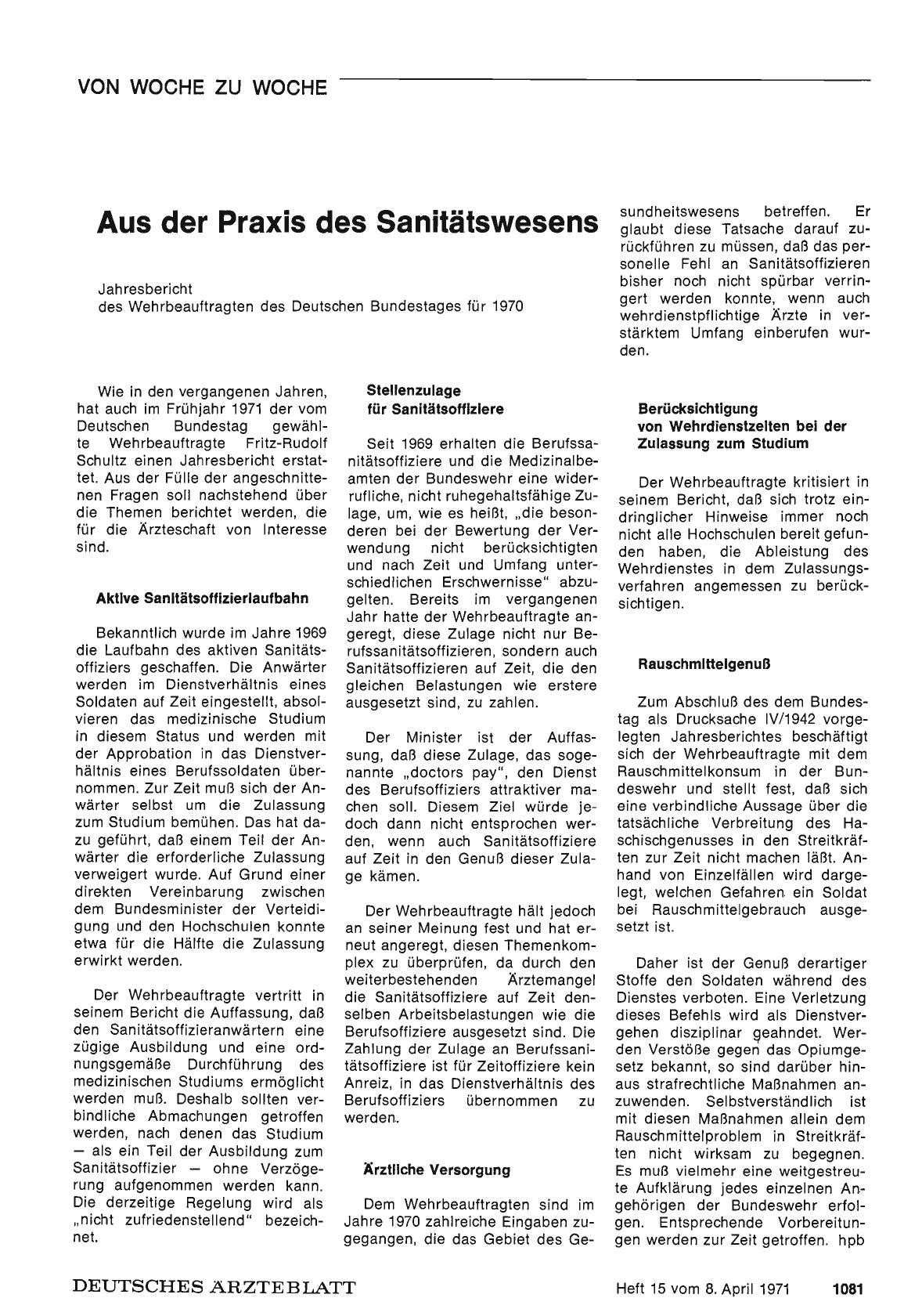 Vorschauseite 1: Aus der Praxis des Sanitätswesens