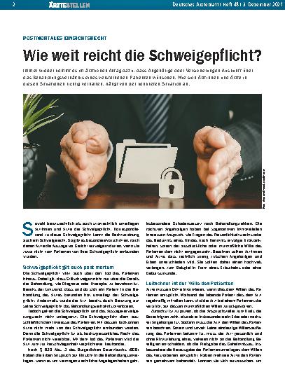 Vorschauseite 1: Postmortales Einsichtsrecht: Wie weit reicht die Schweigepflicht?