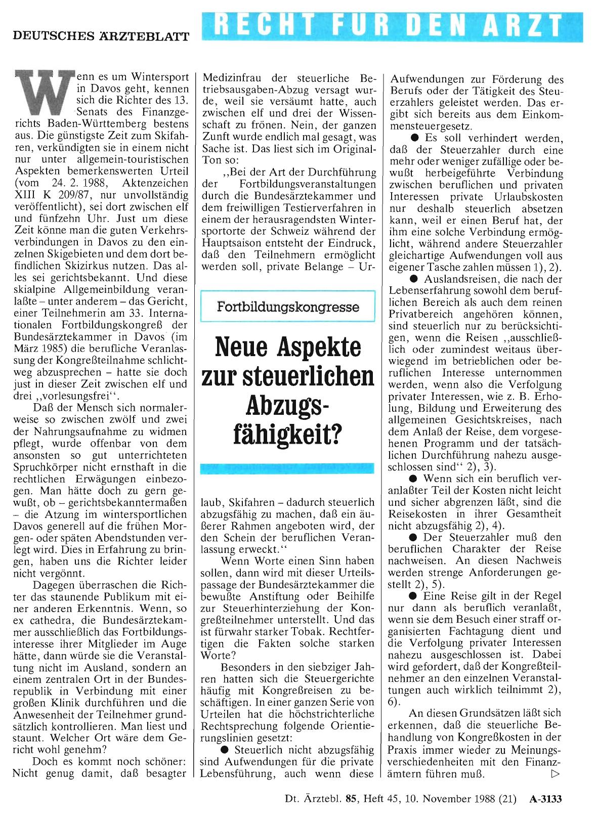 Vorschauseite 1: Fortbildungskongresse: Neue Aspekte zur steuerlichen Abzugsfähigkeit?