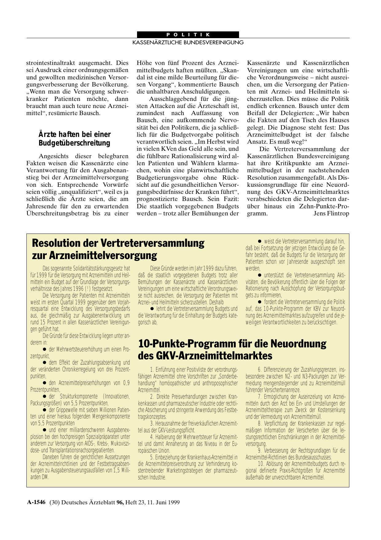 Vorschauseite 1: 10-Punkte-Programm für die Neuordnung des GKV-Arzneimittelmarktes