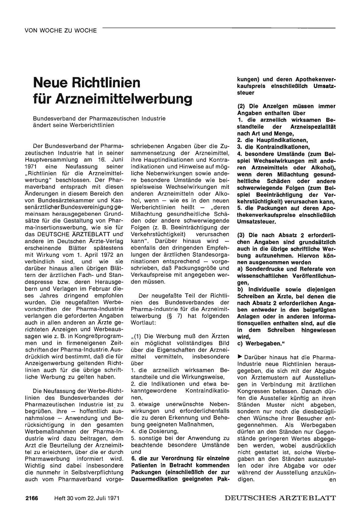 Vorschauseite 1: Neue Richtlinien für Arzneimittelwerbung