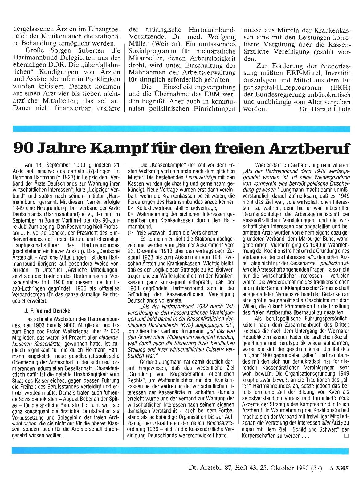 Vorschauseite 1: 90 Jahre Kampf für den freien Arztberuf