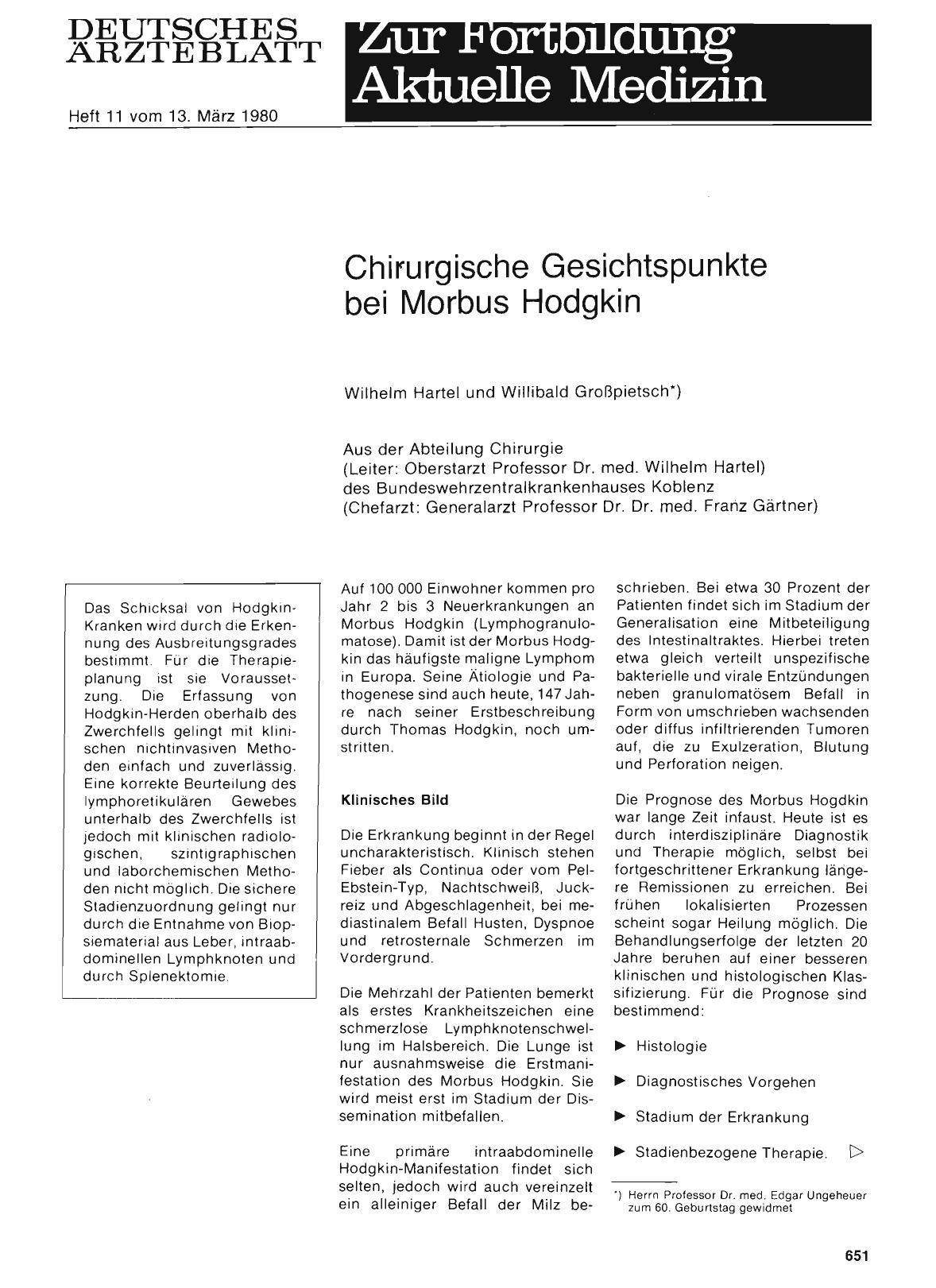 Vorschauseite 1: Chirurgische Gesichtspunkte bei Morbus Hodgkin