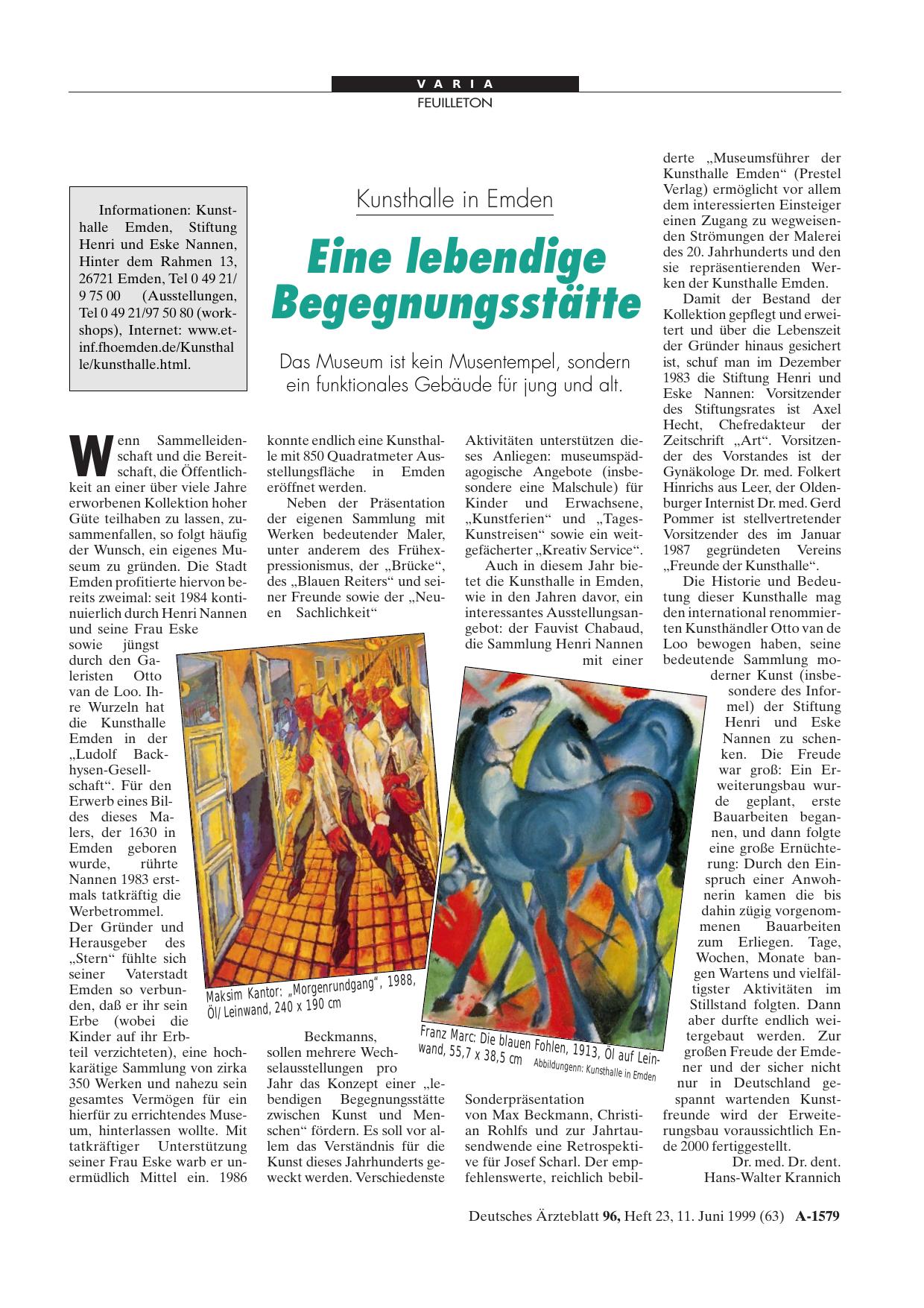 Vorschauseite 1: Kunsthalle in Emden: Eine lebendige Begegnungsstätte