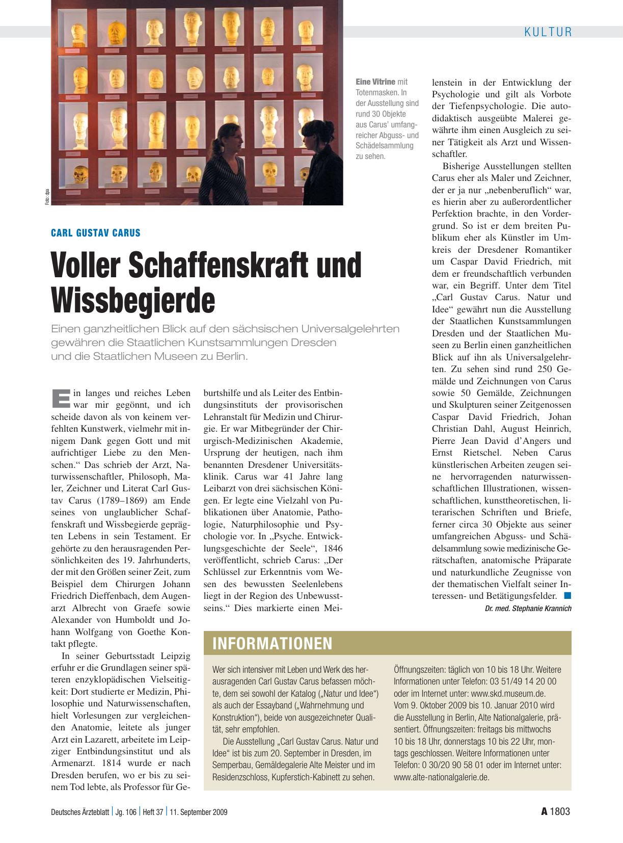 Vorschauseite 1: Carl Gustav Carus: Voller Schaffenskraft und Wissbegierde