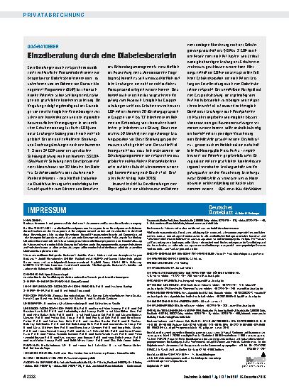 Vorschauseite 1: GOÄ-Ratgeber: Einzelberatung durch eine Diabetesberaterin