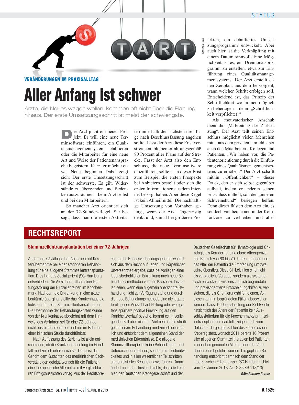 Vorschauseite 1: Stammzellentransplantation bei einer 72-Jährigen