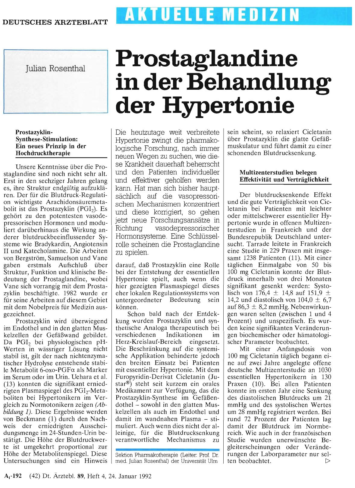 Vorschauseite 1: Prostaglandine in der Behandlung der Hypertonie