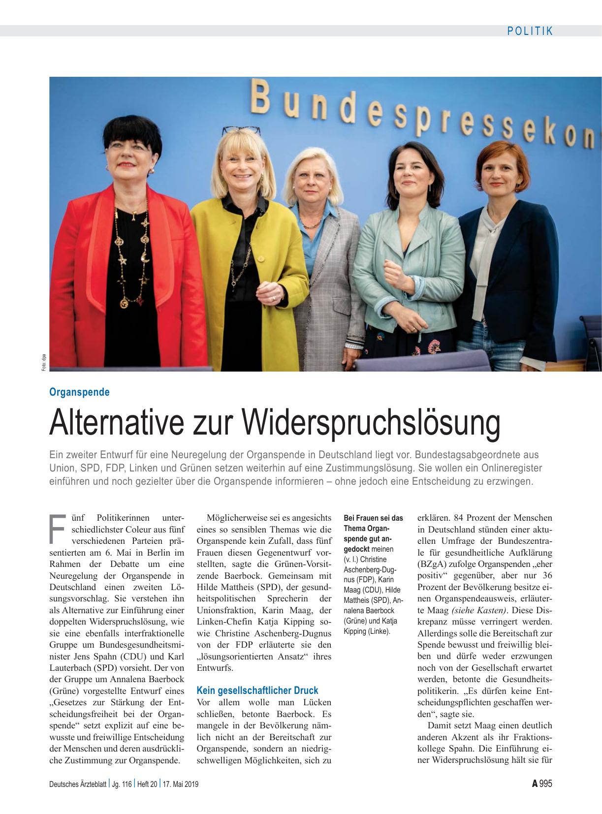 Vorschauseite 1: Organspende: Alternative zur Widerspruchslösung