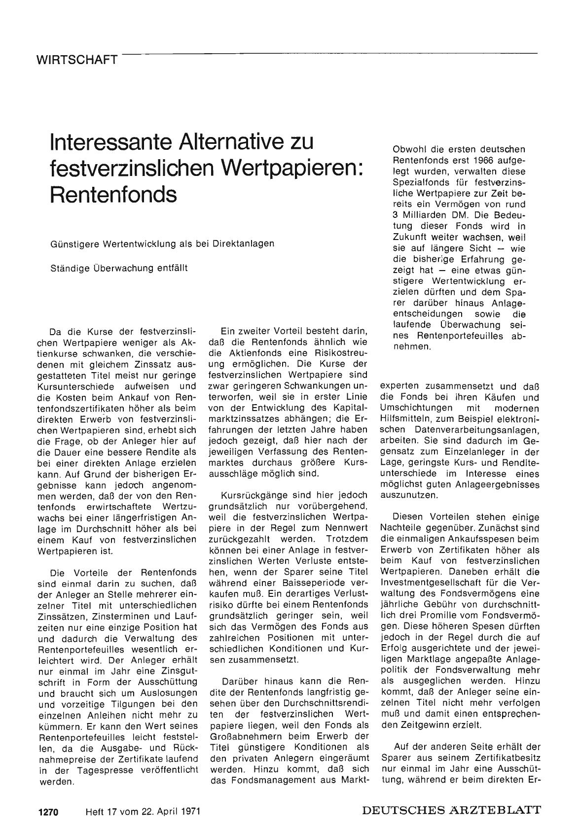 Vorschauseite 1: Interessante Alternative zu festverzinslichen Wertpapieren: Rentenfonds