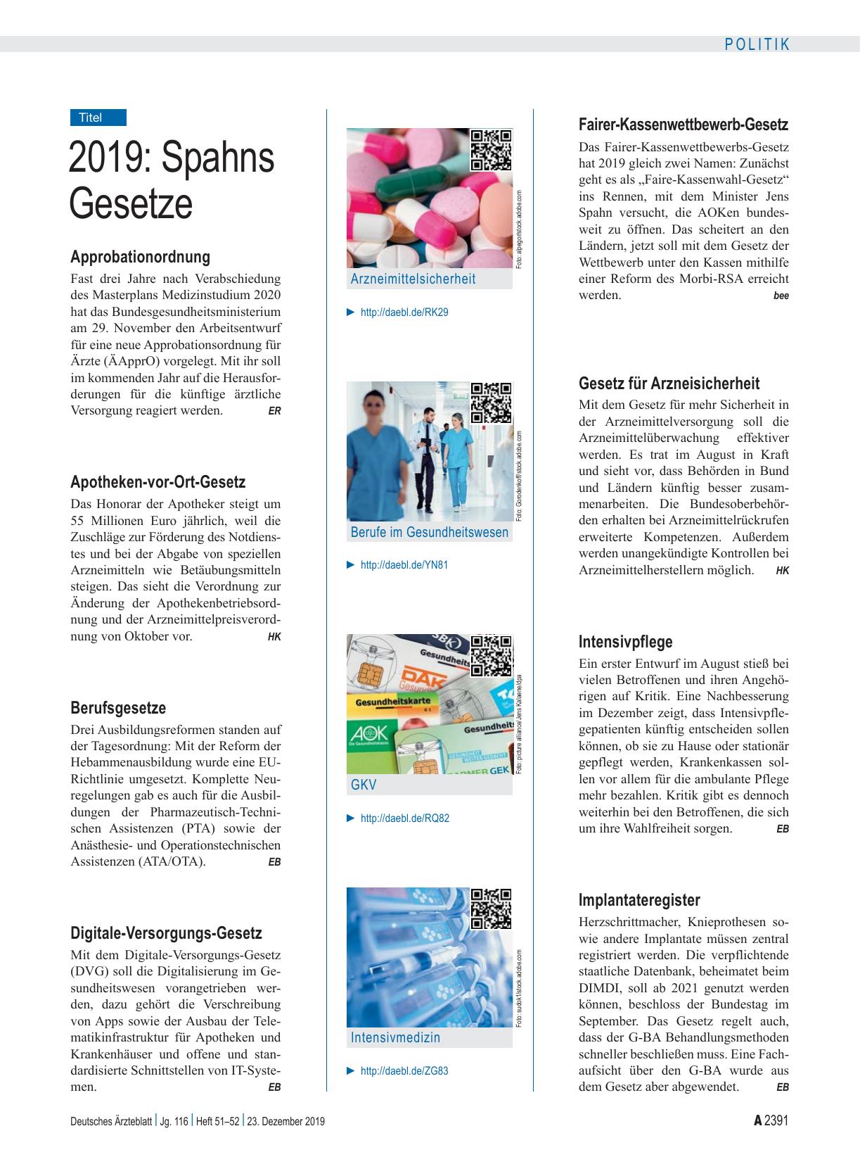 Vorschauseite 1: 2019: Spahns Gesetze
