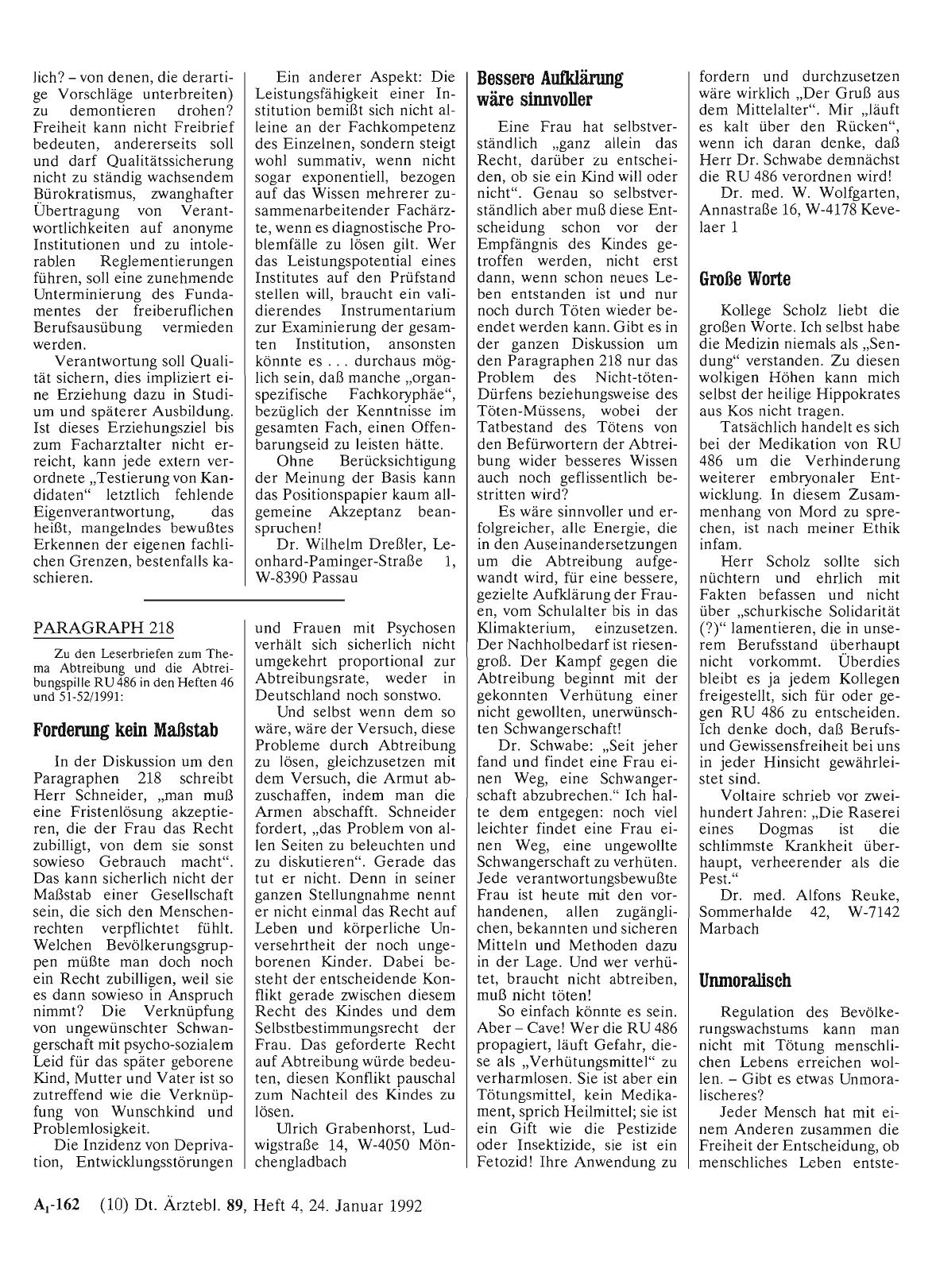 Vorschauseite 1: PARAGRAPH 218: Forderung kein Maßstab