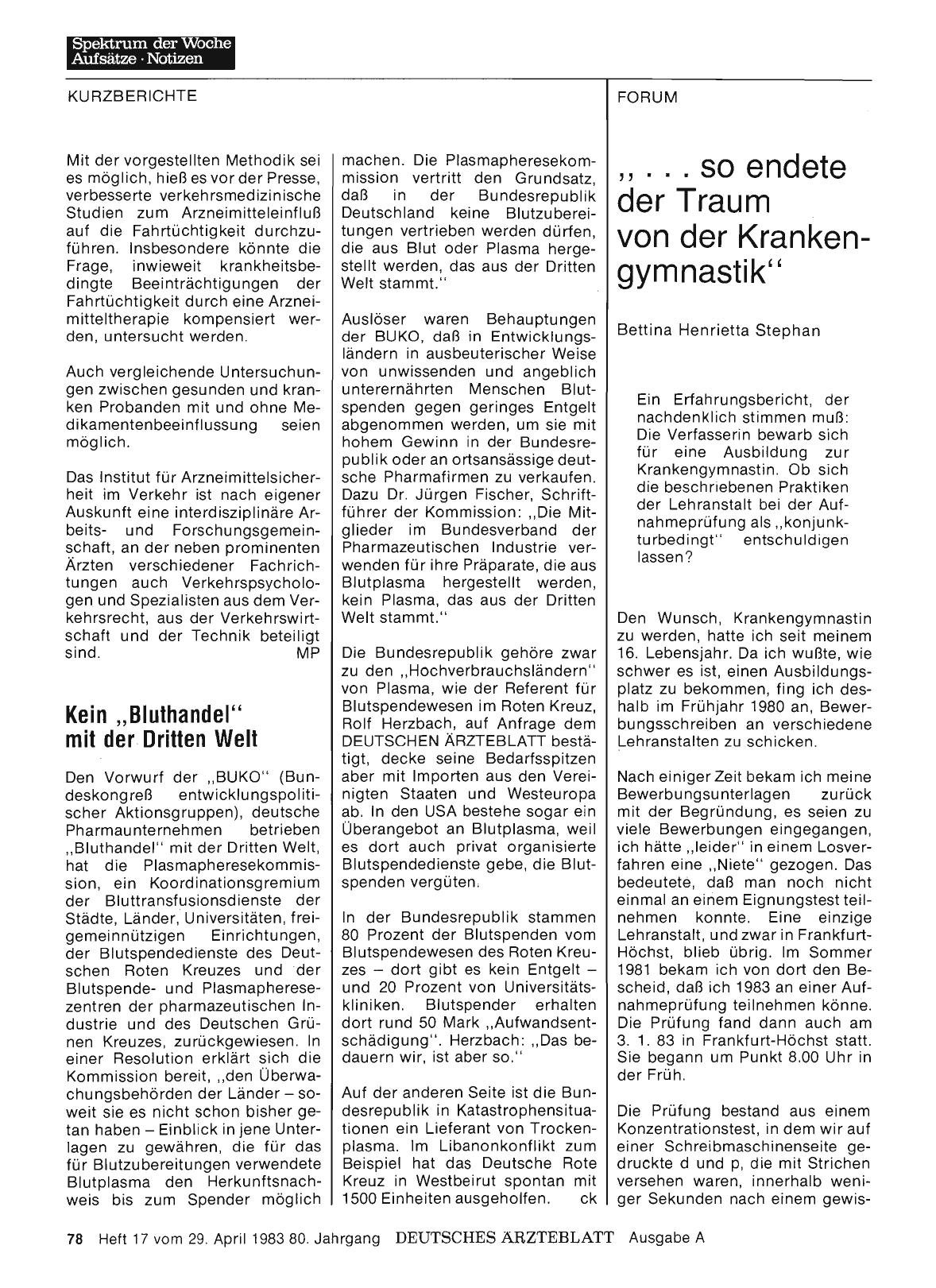 Vorschauseite 1: Kein „Bluthandel“ mit der Dritten Welt