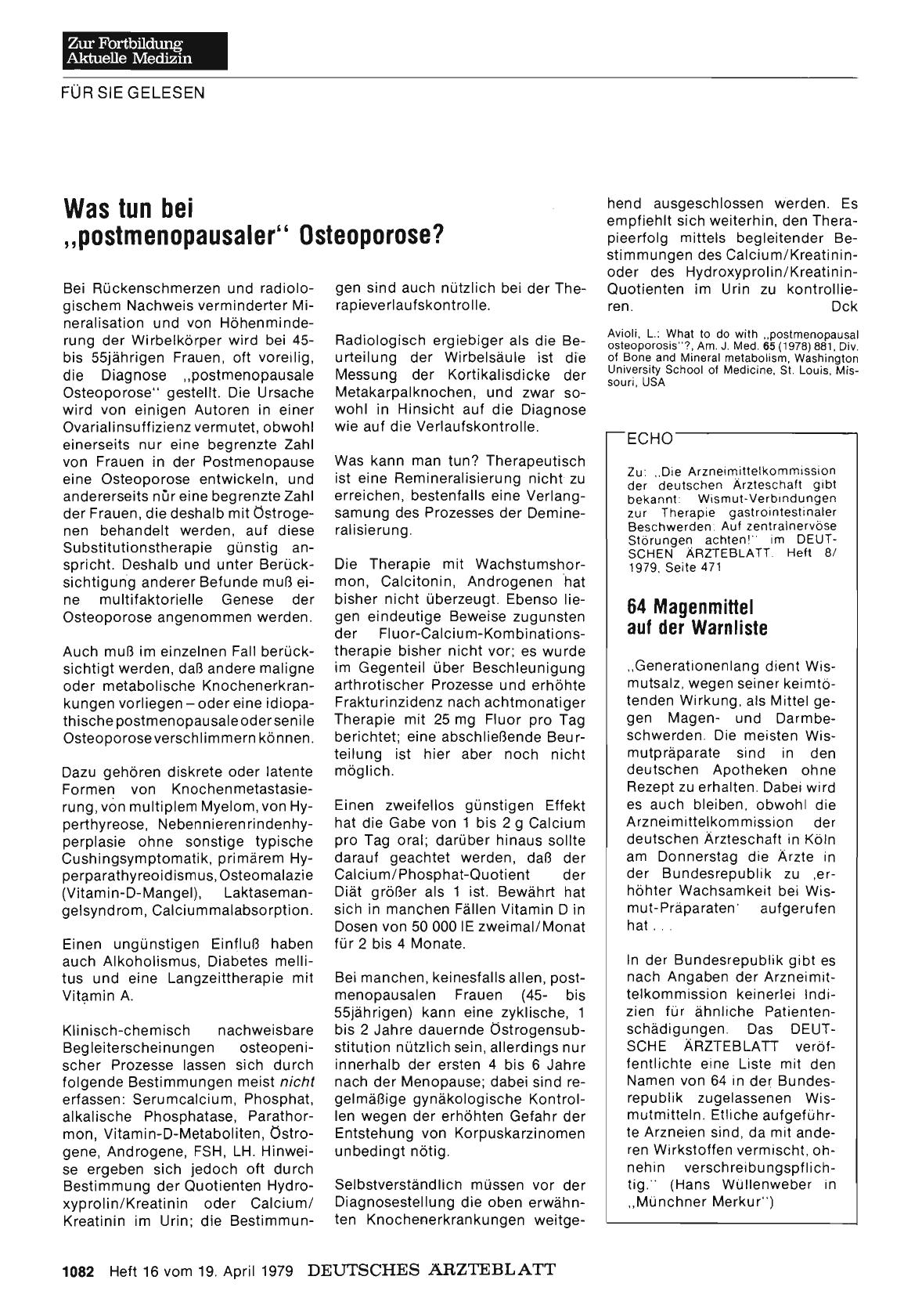 Vorschauseite 1: Was tun bei „postmenopausaler“ Osteoporose?