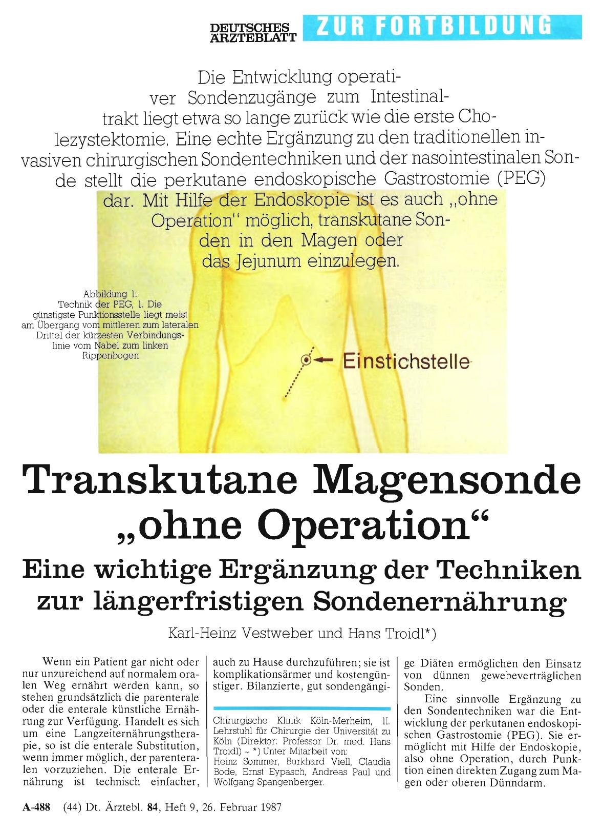 Vorschauseite 1: Transkutane Magensonde „ohne Operation“