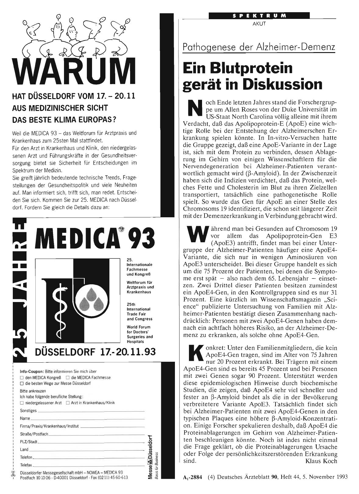 Vorschauseite 1: Pathogenese der Alzheimer-Demenz: Ein Blutprotein gerät in Diskussion