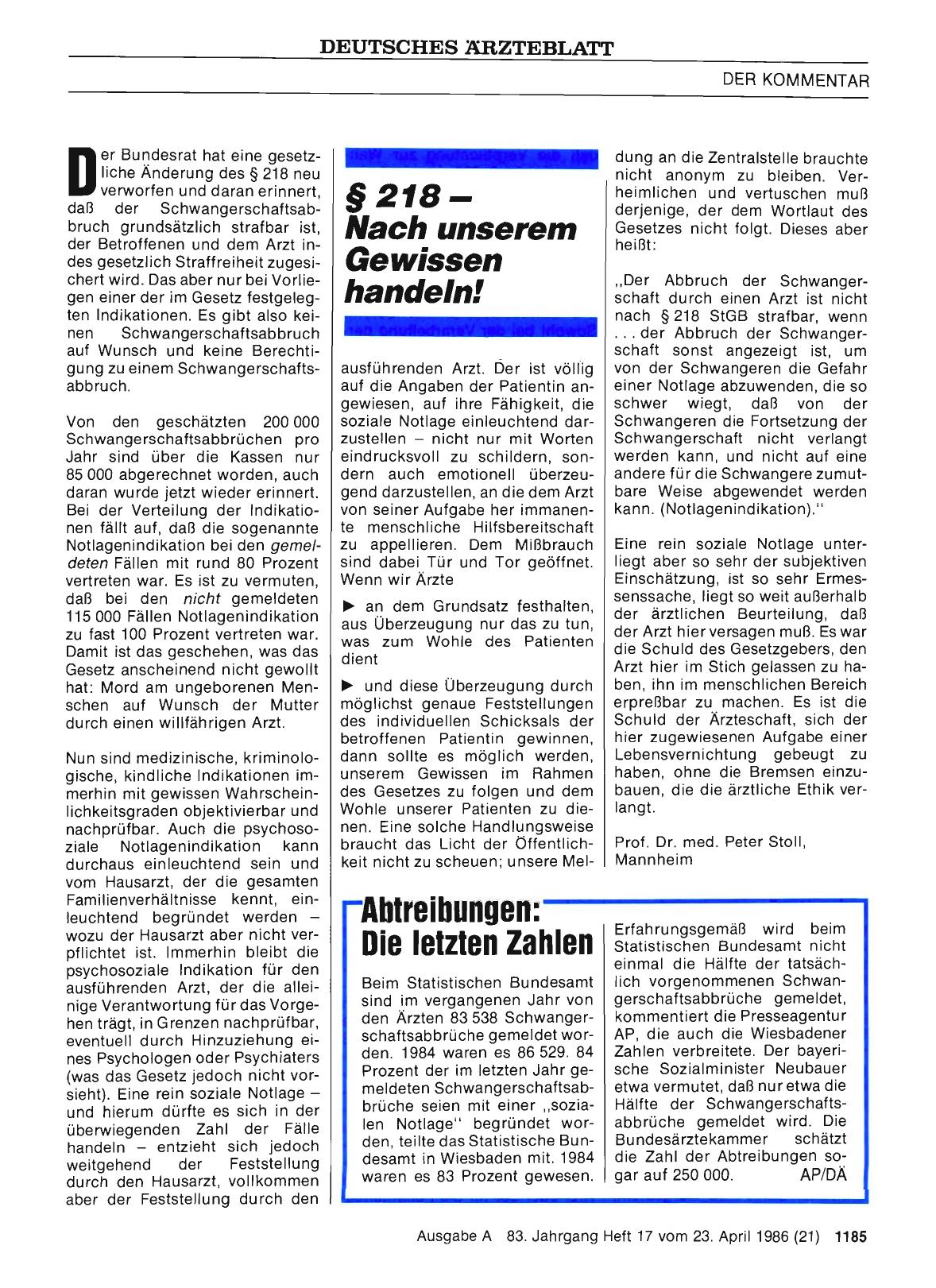 Vorschauseite 1: §218 – Nach unserem Gewissen handeln!