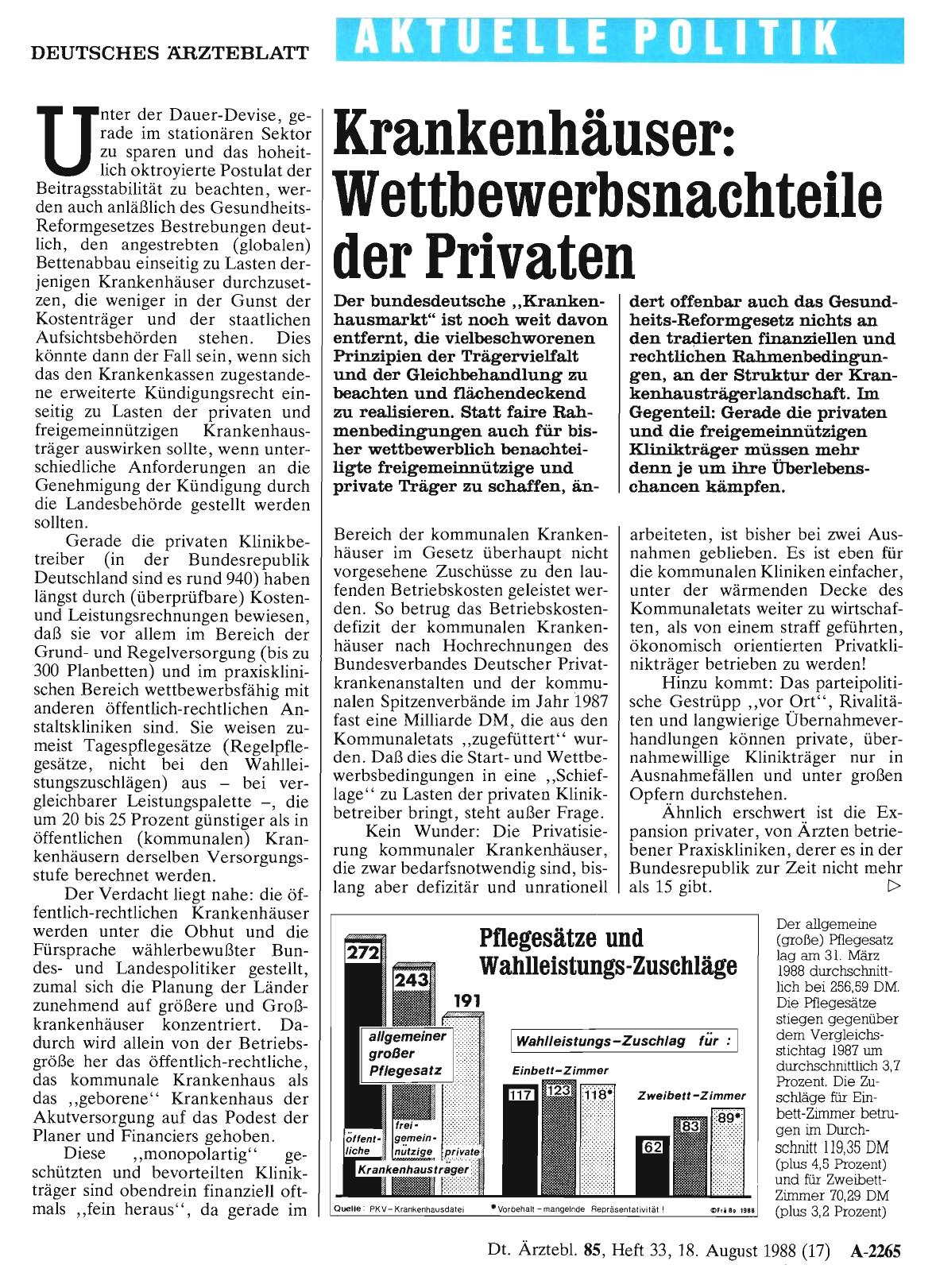 Vorschauseite 1: Krankenhäuser: Wettbewerbsnachteile der Privaten