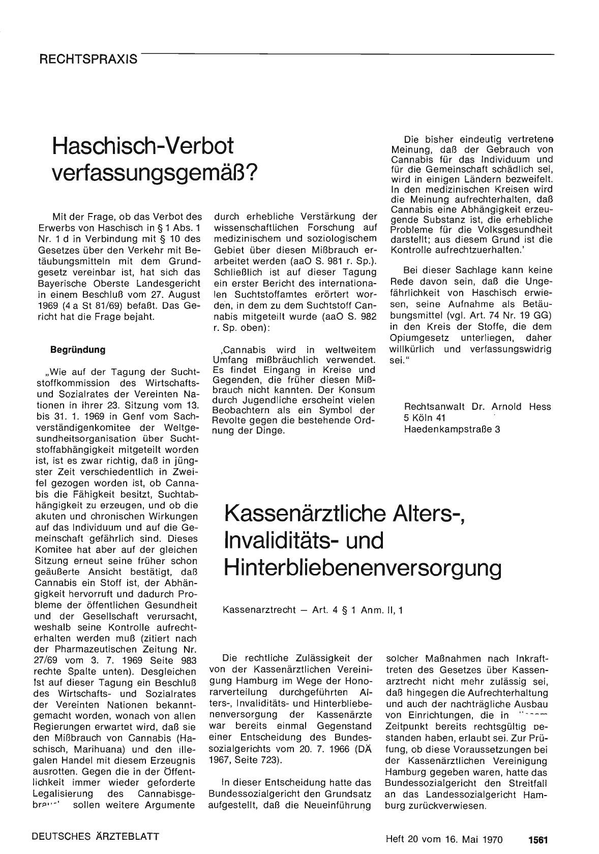Vorschauseite 1: Haschisch-Verbot verfassungsgemäß?