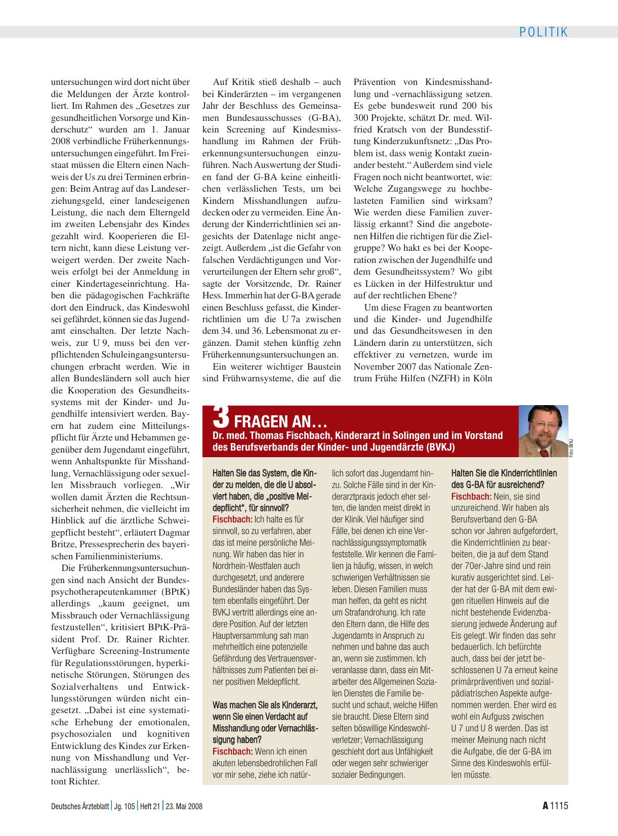Vorschauseite 1: 3 Fragen an… Dr. med. Thomas Fischbach, Kinderarzt in Solingen und im Vorstand des Berufsverbands der Kinderund Jugendärzte (BVKJ)